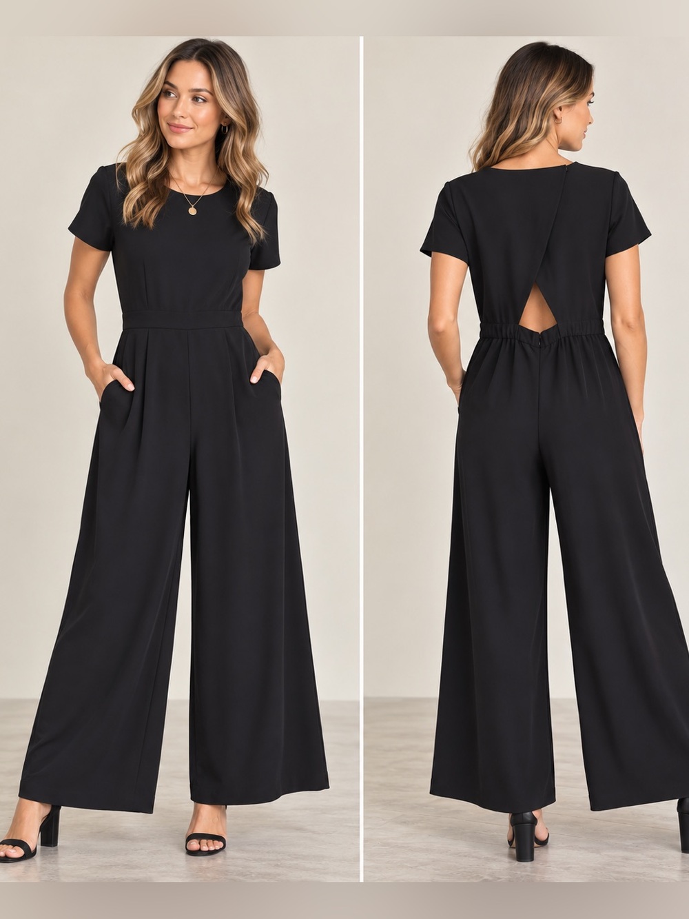 J.Crew Navy Blue Wide Leg Open Back Cutout Jumpsuit Size 4